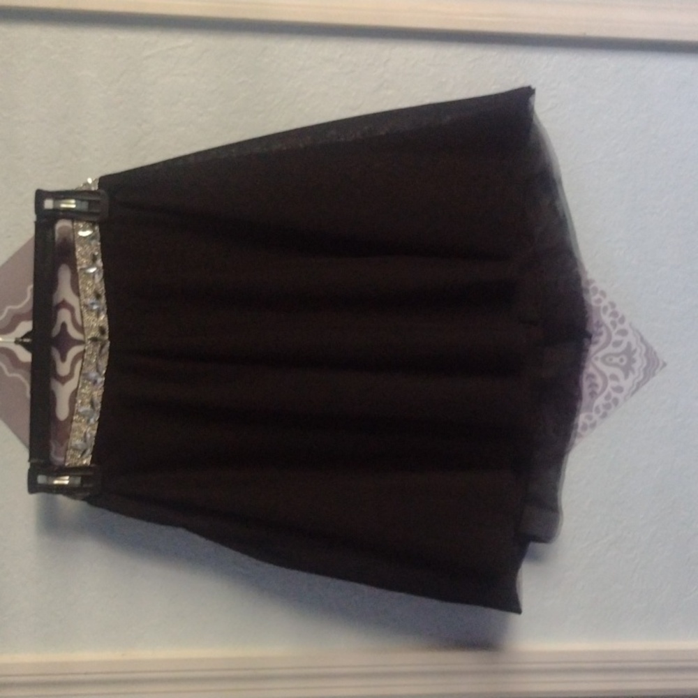Midnight doll skirt, black with silver gem belt attached, size small/5.